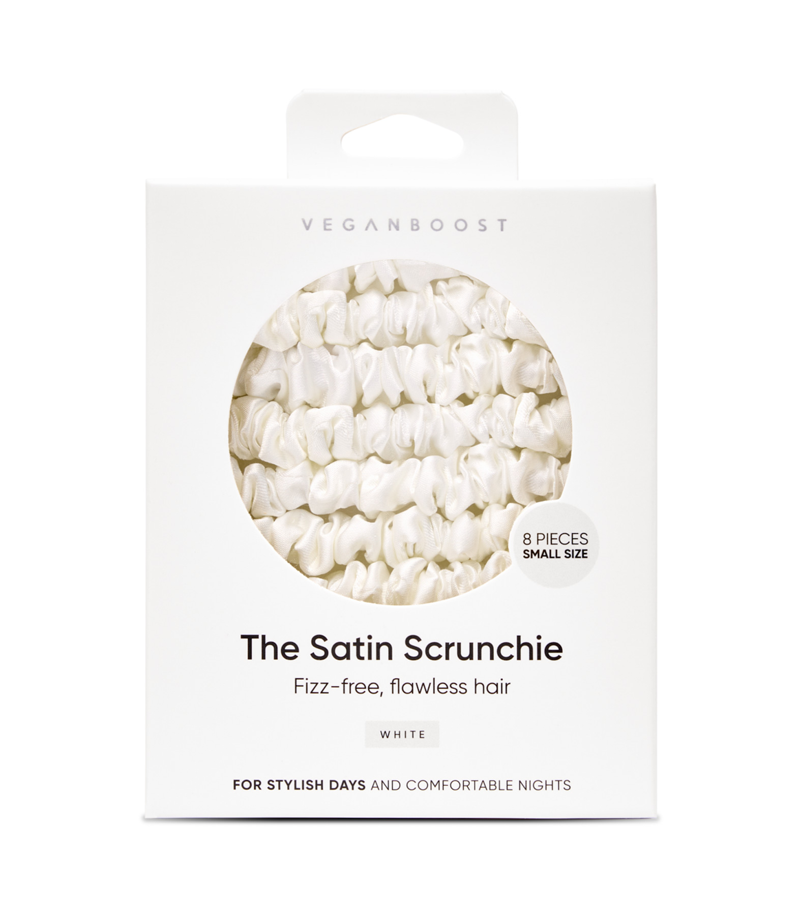 Veganboost Satin Scrunchies White Small Size
